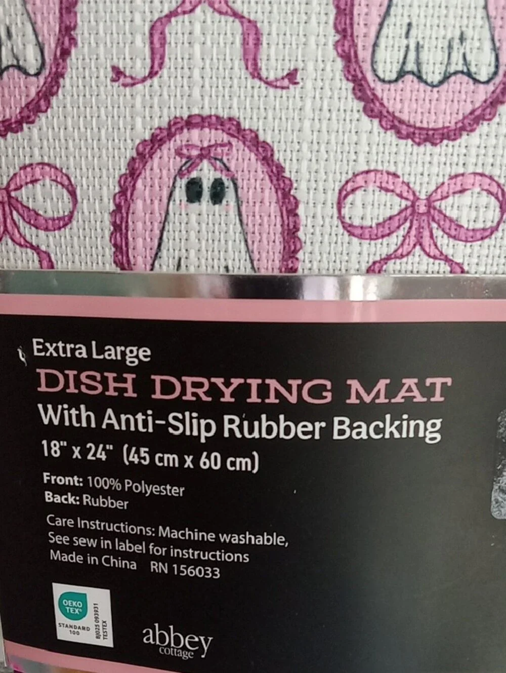 Abbey Pink Ghost Print Extra Large Dish Drying Mat